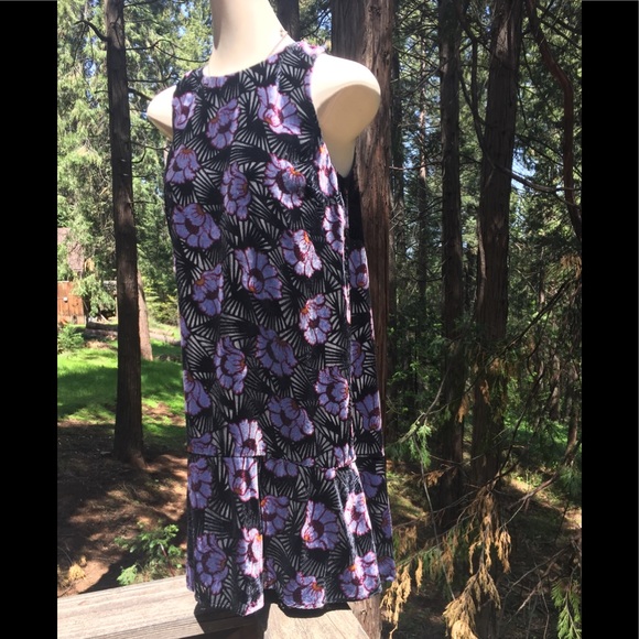 Loft burnt velvet black floral tunic vintage lavender floral shift dressHP 25 - Picture 2 of 16